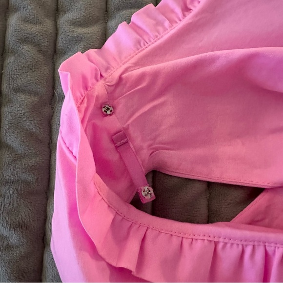 Lilly Pulitzer Elina Cotton Poplin Stretch Tiered Ruffle Pink Dress Size 0 - Picture 7 of 8